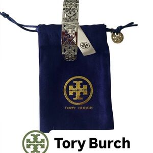 Tory Burch Silver Kingsley Cutout Cuff Bracelet NWT
